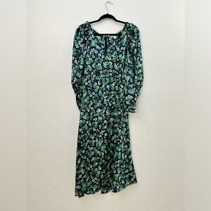 Topshop Long Sleeve Floral Print Midi Dress